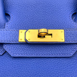 エルメス HERMES バーキン30 □Q刻　(2013年製) ブルーエレクトリック ゴールド金具 トゴ レディース ハンドバッグ