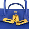 エルメス HERMES バーキン30 □Q刻　(2013年製) ブルーエレクトリック ゴールド金具 トゴ レディース ハンドバッグ