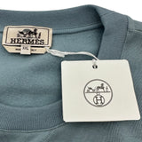 エルメス HERMES ホースレザーパッチスウェットシャツ ブルー コットン メンズ スウェット