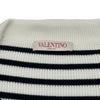 ヴァレンティノ VALENTINO Vネックボーダーニットセーター ホワイト コットン レディース セーター