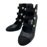 シャネル CHANEL パール装飾ヒールブーツ G32924 ブラック レザー レディース ブーツ