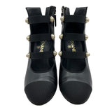 シャネル CHANEL パール装飾ヒールブーツ G32924 ブラック レザー レディース ブーツ