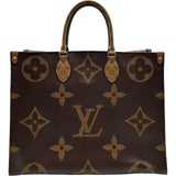 ルイ・ヴィトン LOUIS VUITTON オンザゴーGM M44576 ブラウン モノグラム・ジャイアント・リバース レディース トートバッグ