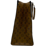 ルイ・ヴィトン LOUIS VUITTON オンザゴーMM M44576 ブラウン モノグラム・ジャイアント・リバース レディース トートバッグ