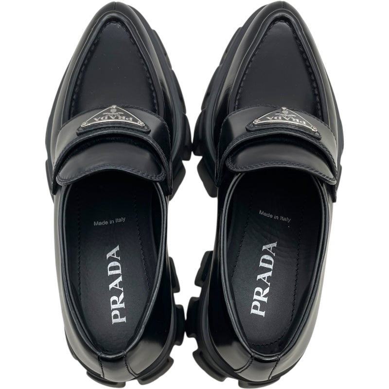 PRADA プラダ モノリス ローファー ブラック プラダ PRADA モノリストライアングルロゴローファー ブラック レザー
