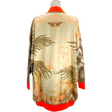 エルメス HERMES JUNGLE LOVE ツイルレーヌ切替ジャケット 2H2816DR ベージュ/アイボリー/蛍光オレンジ シルク レディース その他アウター