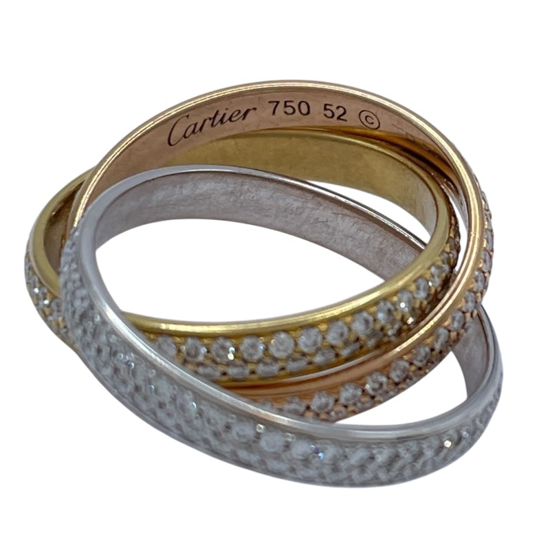 カルティエ Cartier トリニティリングフルダイヤ ゴールドxピンク