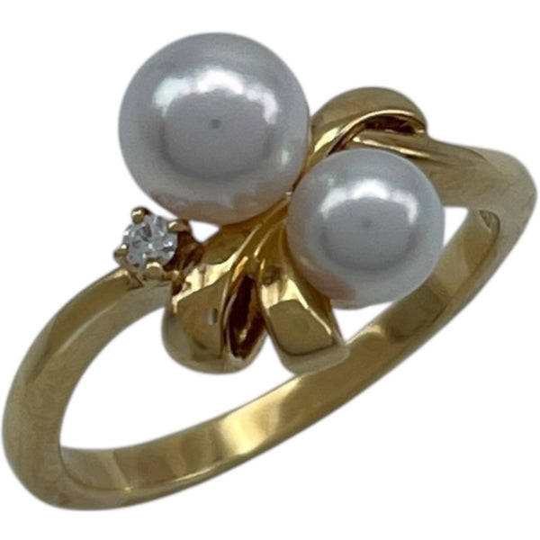 ミキモト MIKIMOTO パールリング イエローゴールド K18 ダイヤモンド