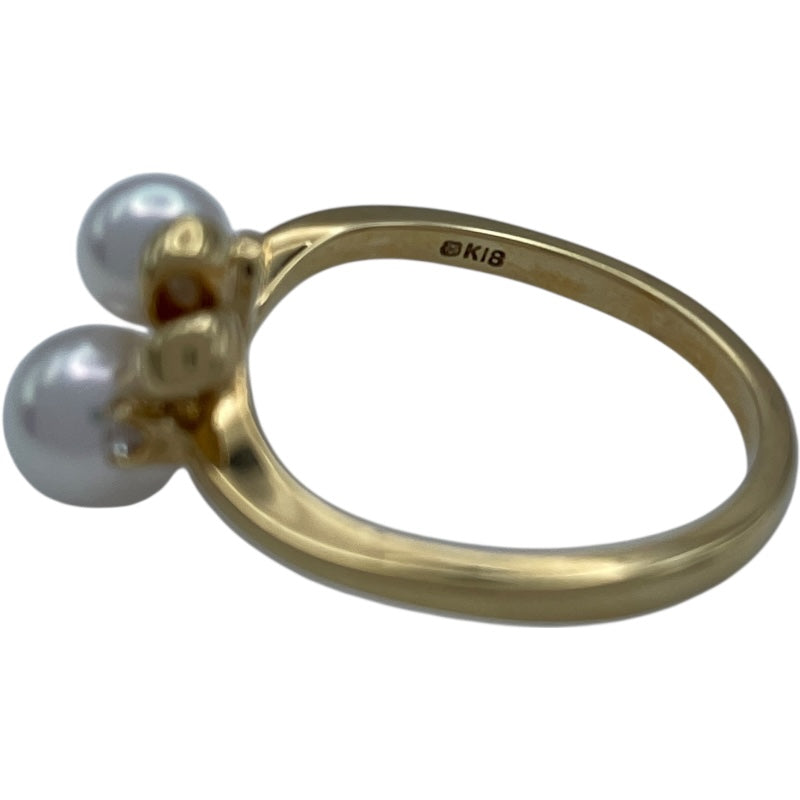 ミキモト MIKIMOTO パールリング イエローゴールド K18 ダイヤモンド