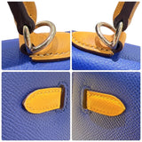 エルメス HERMES ケリー25 パーソナルオーダー A刻印 ブルーエレクトリック/ムタード GD金具 エプソン レディース ハンドバッグ