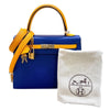 エルメス HERMES ケリー25 パーソナルオーダー A刻印 ブルーエレクトリック/ムタード GD金具 エプソン レディース ハンドバッグ