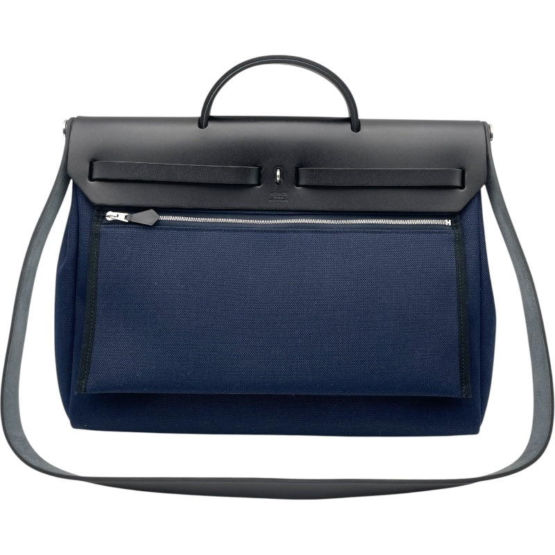エルメス　HERMES エールバッグ　ネイビー エルメス HERMES エールバッグジップMM W刻 ネイビー SV金具 トワル