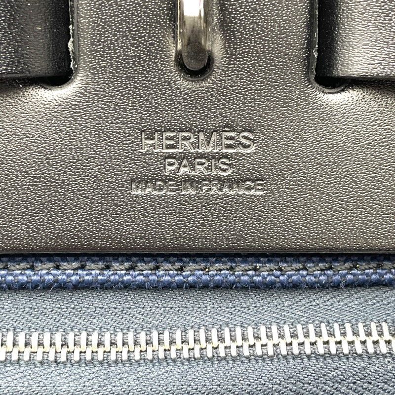 エルメス HERMES エールバッグジップMM W刻 ネイビー SV金具 トワル