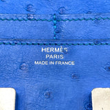 エルメス HERMES コンスタンススリム D刻 ブルーロイ SV金具 オーストリッチ レディース 二つ折り財布