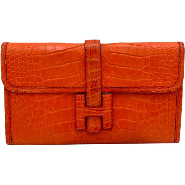 エルメス HERMES ジジェPM C刻 オレンジ SV金具 クロコダイル