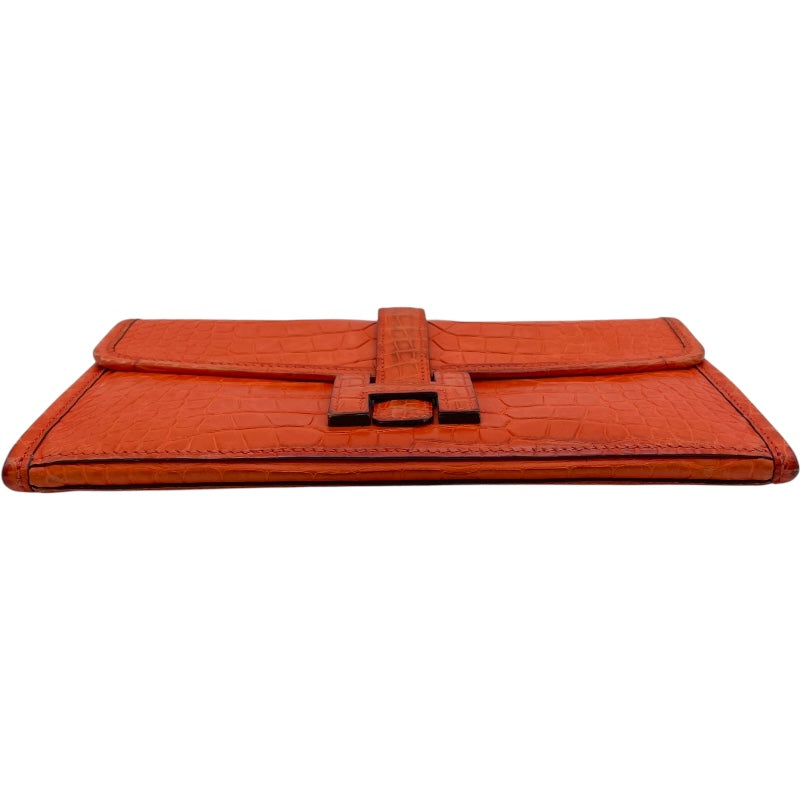 エルメス HERMES ジジェPM C刻 オレンジ SV金具 クロコダイル