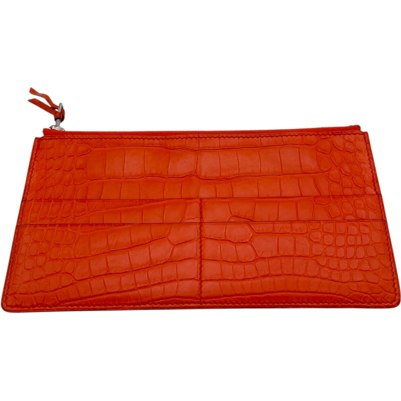 エルメス HERMES ジジェPM C刻 オレンジ SV金具 クロコダイル