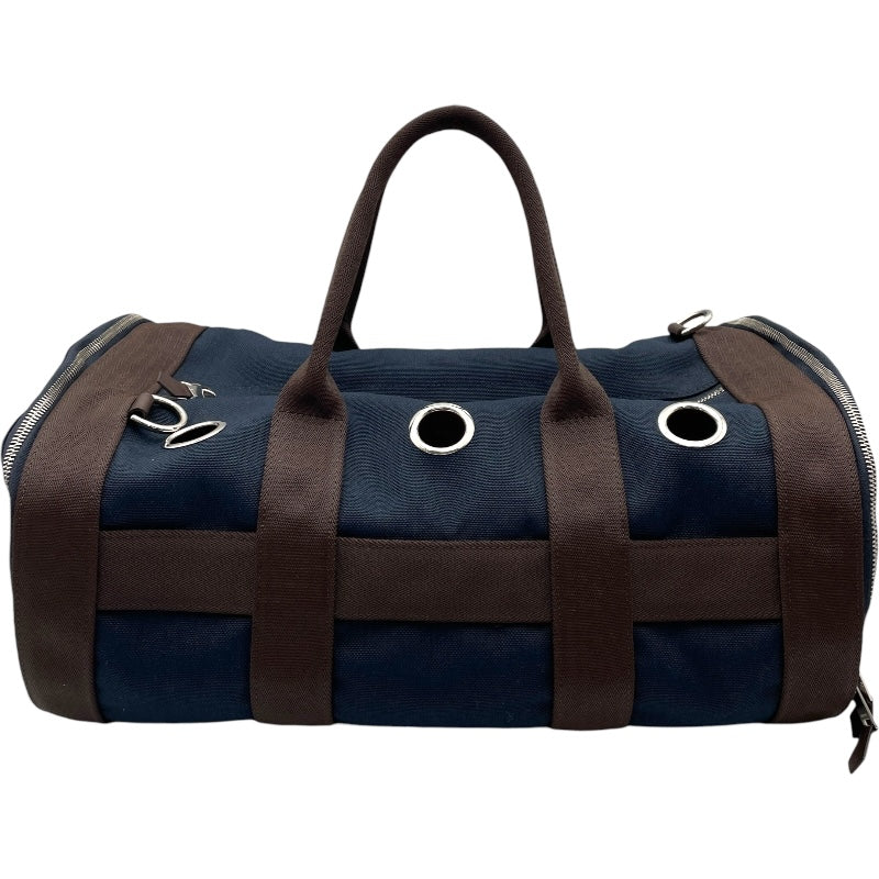 エルメスドギーバッグペットキャリーバッグ エルメス HERMES 犬用 キャリーバッグ ネイビー トワルミリタリー ユニ