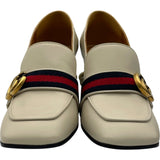 グッチ GUCCI GGマーモント ヒールローファー グレー レザー レディース ローファー