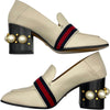 グッチ GUCCI GGマーモント ヒールローファー グレー レザー レディース ローファー