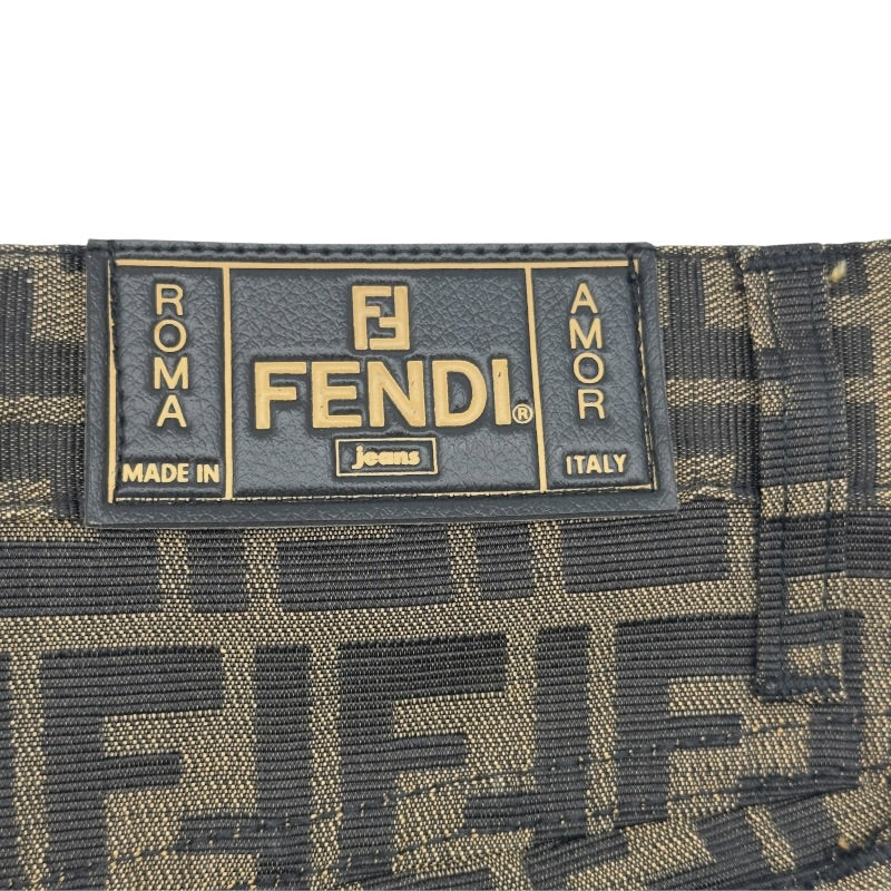 フェンディ FENDI FF総柄テーパードパンツ ブラウン ポリエステル