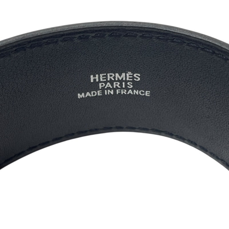 エルメス HERMES アルテミス バングル ブラック シルバー金具 レザー
