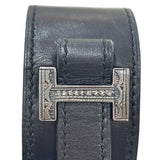 エルメス HERMES アルテミス バングル ブラック シルバー金具 レザー アクセサリー