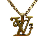 ルイ・ヴィトン LOUIS VUITTON コリエ・スクエアードLV ゴールド メタル アクセサリー