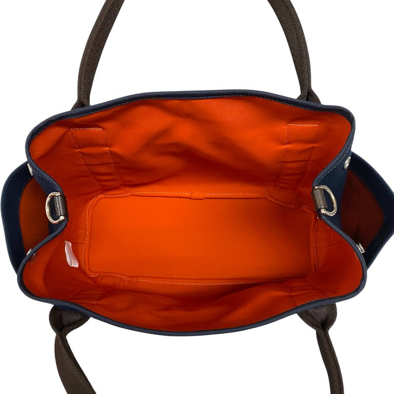 エルメス HERMES サックドパンサージュ Z刻 ネイビー×ブラウン トワル