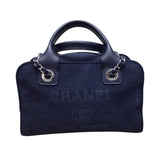 シャネル CHANEL ドーヴィル　ボーリングバッグ A92749 ネイビー コットン レディース ハンドバッグ