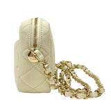 シャネル CHANEL マトラッセ ミニカメラバッグ A57717 ホワイト ゴールド金具 ソフトキャビア レディース ショルダーバッグ