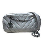 シャネル CHANEL Vステッチ　ハンドバッグ 20番台 グレー カーフスキン レディース ハンドバッグ