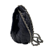 シャネル CHANEL ラグジュアリーライン ショルダーバッグ A49889 ネイビー シルバー金具 カーフ レディース