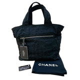 シャネル CHANEL ニュートラベルライントートGM A35508 ブラック/シルバー金具 ナイロンジャガード レディース トートバッグ