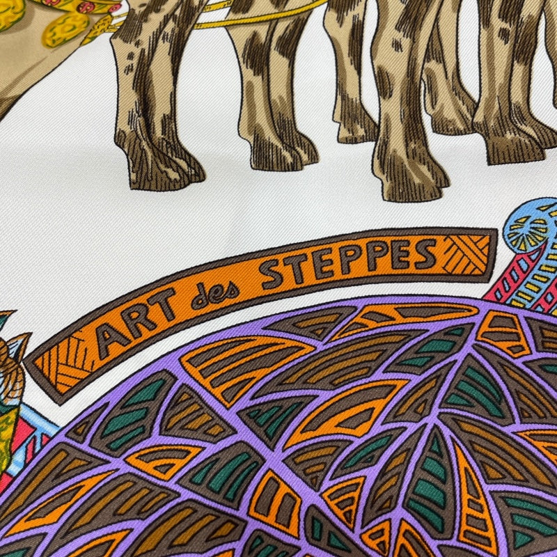 エルメス HERMES カレ90 Art des Steppes ブルー シルク ユニセックス