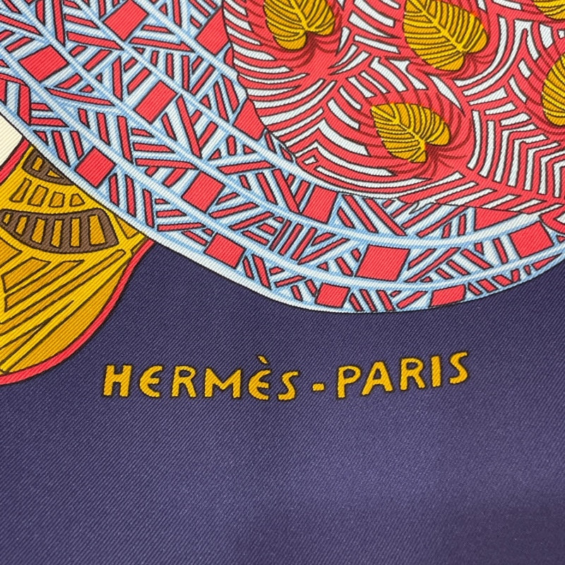 エルメス HERMES カレ90 Art des Steppes ブルー シルク ユニセックス