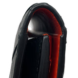 ボッテガ・ヴェネタ BOTTEGA VENETA イントレチャート 二つ折り財布 ブラック オレンジ シルバー金具 レザー ユニセックス 長財布