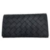 ボッテガ・ヴェネタ BOTTEGA VENETA イントレチャート 二つ折り財布 ブラック オレンジ シルバー金具 レザー ユニセックス 長財布