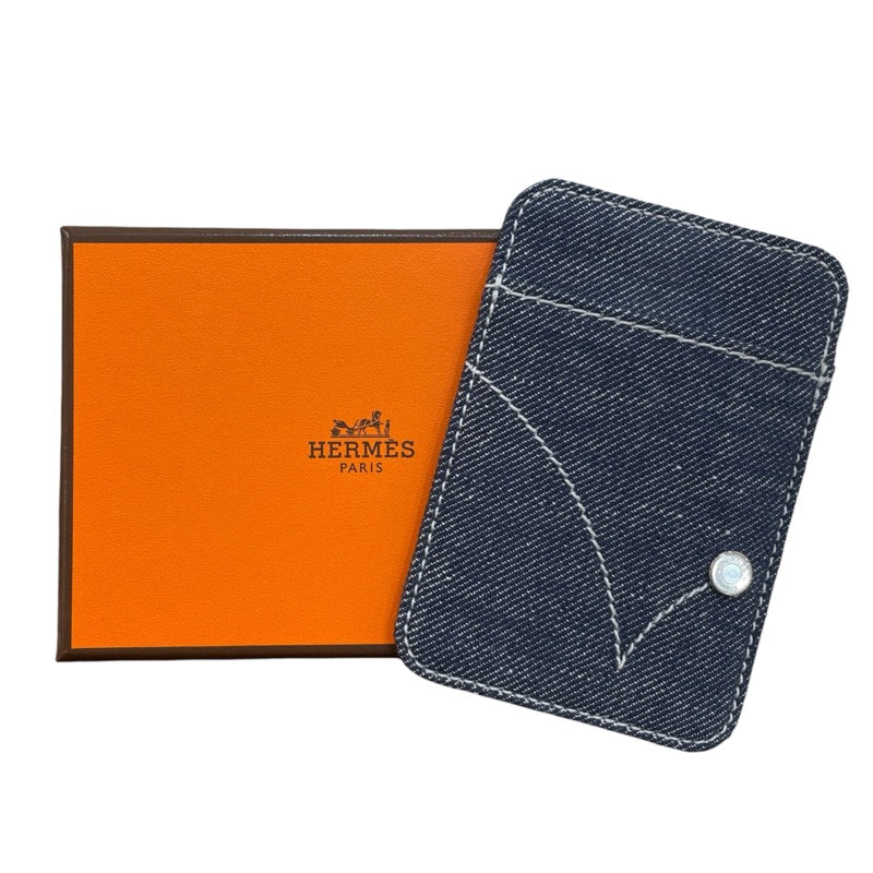 エルメス HERMES エマン・ルボン カードケース ブルー・インディゴ
