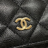 シャネル CHANEL マトラッセ ミニチェーンウォレット AP1649 ブラック シルバー金具 キャビアスキン レディース ショルダーバッグ