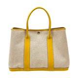 エルメス HERMES ガーデンパーティPM □M刻 ベージュ×イエロー トワル ネゴンダ レディース トートバッグ