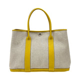 エルメス HERMES ガーデンパーティPM □M刻 ベージュ×イエロー トワル ネゴンダ レディース トートバッグ