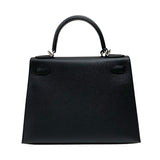 エルメス HERMES ケリー28 外縫い B刻 ブラック シルバー金具 エプソン レディース ハンドバッグ ショルダーバッグ