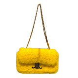 セリーヌ CELINE チェーンショルダーバッグ　クロード 197993 イエロー　ゴールド金具 シアリング レディース ショルダーバッグ