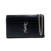 サンローラン SAINT LAURENT モノグラムチェーンウォレット 377829 ブラック シルバー金具 クロコエンボスレザー レディース ショルダーバッグ