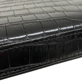 サンローラン SAINT LAURENT モノグラムチェーンウォレット 377829 ブラック シルバー金具 クロコエンボスレザー レディース ショルダーバッグ
