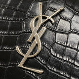 サンローラン SAINT LAURENT モノグラムチェーンウォレット 377829 ブラック シルバー金具 クロコエンボスレザー レディース ショルダーバッグ