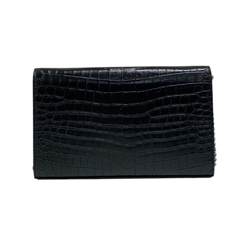 サンローラン SAINT LAURENT モノグラムチェーンウォレット 377829 ブラック シルバー金具 クロコエンボスレザー レディース ショルダーバッグ サンローラン SAINT LAURENT モノグラムチェーンウォレット 377829
