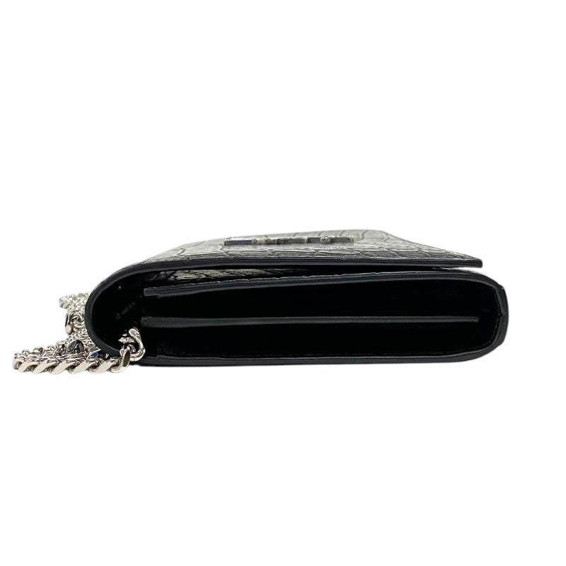 SAINT LAURENT クロコダイル型押し ウォレットチェーン付き サンローラン SAINT LAURENT モノグラムチェーンウォレット 377829