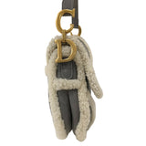 クリスチャン・ディオール Christian Dior サドルバッグ Ｍ0446 グレー ゴールド金具 ムートンレザー レディース ショルダーバッグ